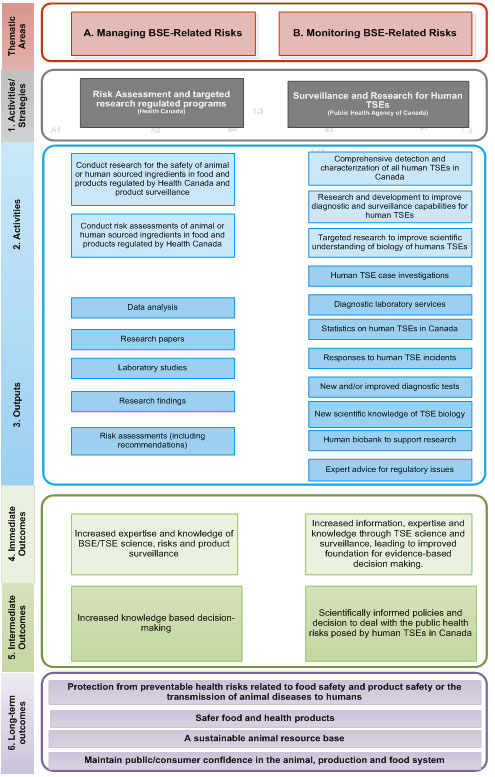Figure 4: BSE Management Program Logic Model – HC/PHAC-led activities. Description follows.