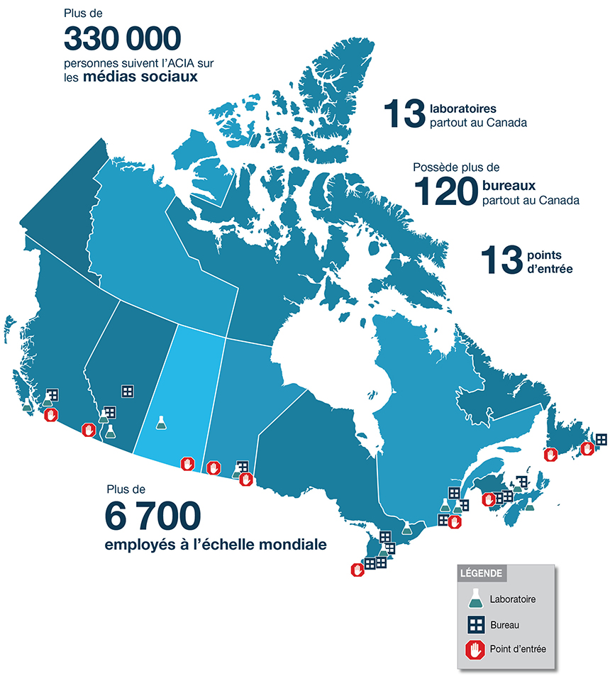 L'ACIA à l'échelle du Canada. Description ci-dessous.