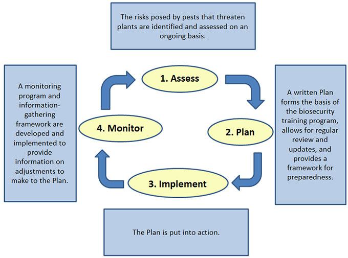 Figure 2: The biosecurity planning cycle. Description follows.