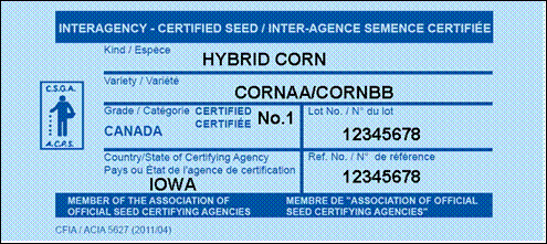 An Interagency Certified seed tag. Description follows.