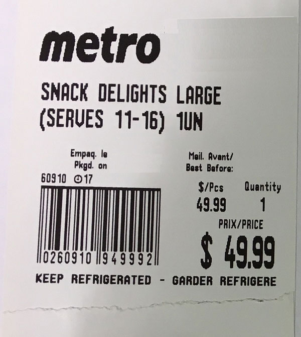 Metro Snack Delights Large&nbsp;&ndash; 1un