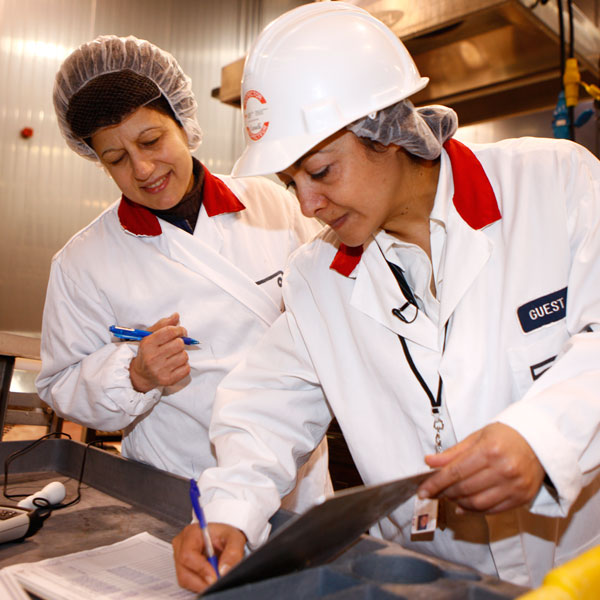 Two women involved in an inspection at an establishment