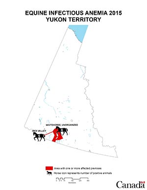 Map - Equine Infectious Anemia 2015, Yukon. Description follows.
