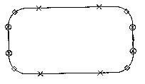 Drawing of rectangular can with measurement points. Description follows.