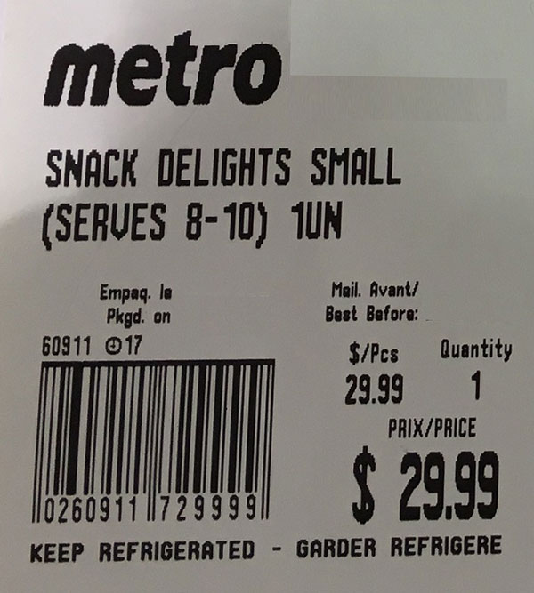 Metro «&nbsp;Snack Delights Small&nbsp;»&nbsp;&ndash; 1un