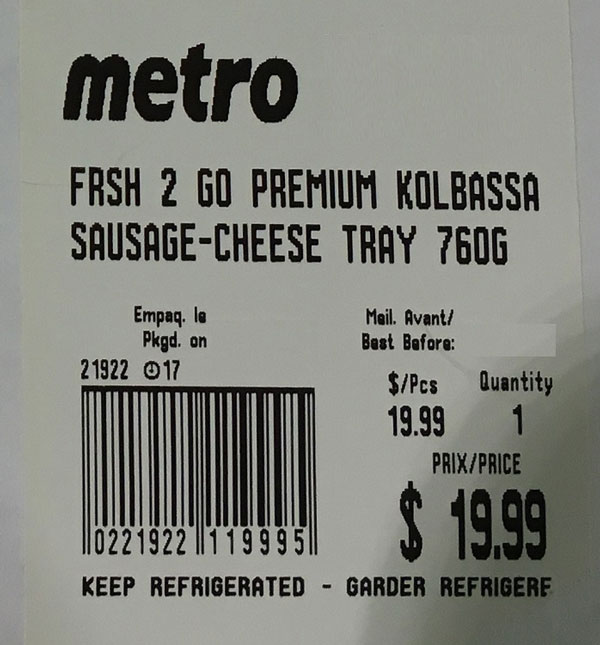 Metro Frsh 2 Go Premium Kolbassa Sausage-Cheese Tray&nbsp;&ndash; 760 grams