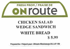 ONroute - Chicken Salad Wedge Sandwich White Bread