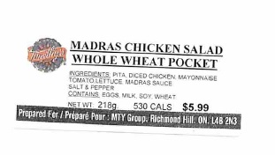 Timothy's - Madras Chicken Salad Whole Wheat Pocket 