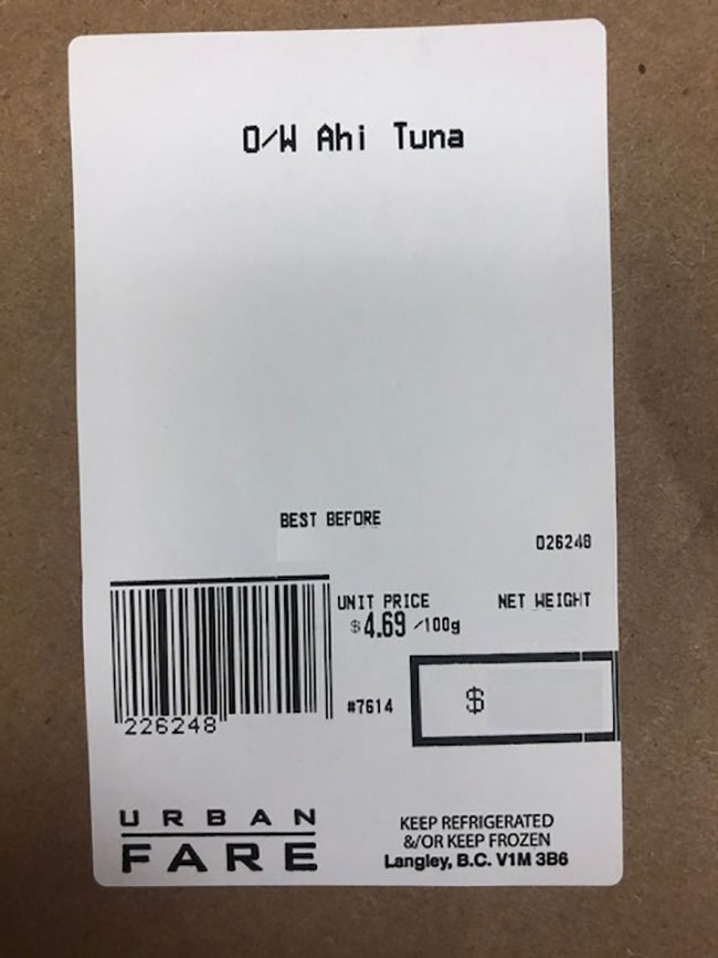 Urban Fare: O/W Ahi Tuna - Variable